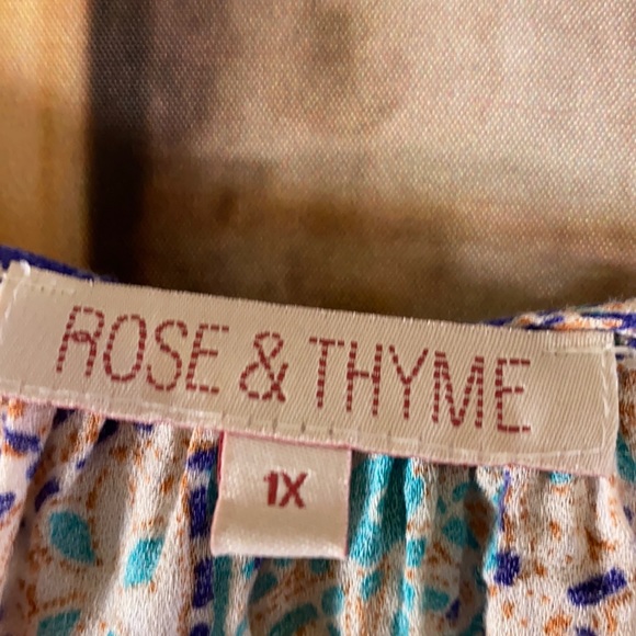 EUC Rose & Thyme Split Neck Cottony Blouse Bishop Sleeve Boho Tunic 1X - Picture 2 of 16